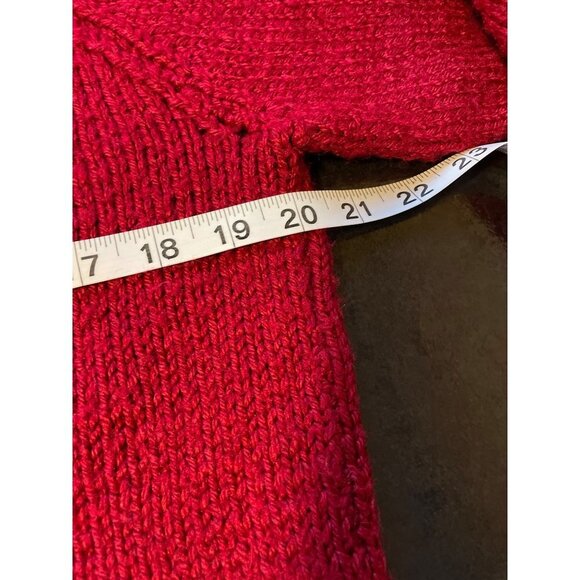 Vintage 70s 80s Handknit Cable Knit Red Sweater - Picture 6 of 8